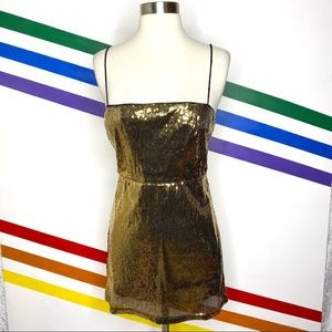 NEW Urban Outfitters Gold Sequin Mini Dress Size Medium